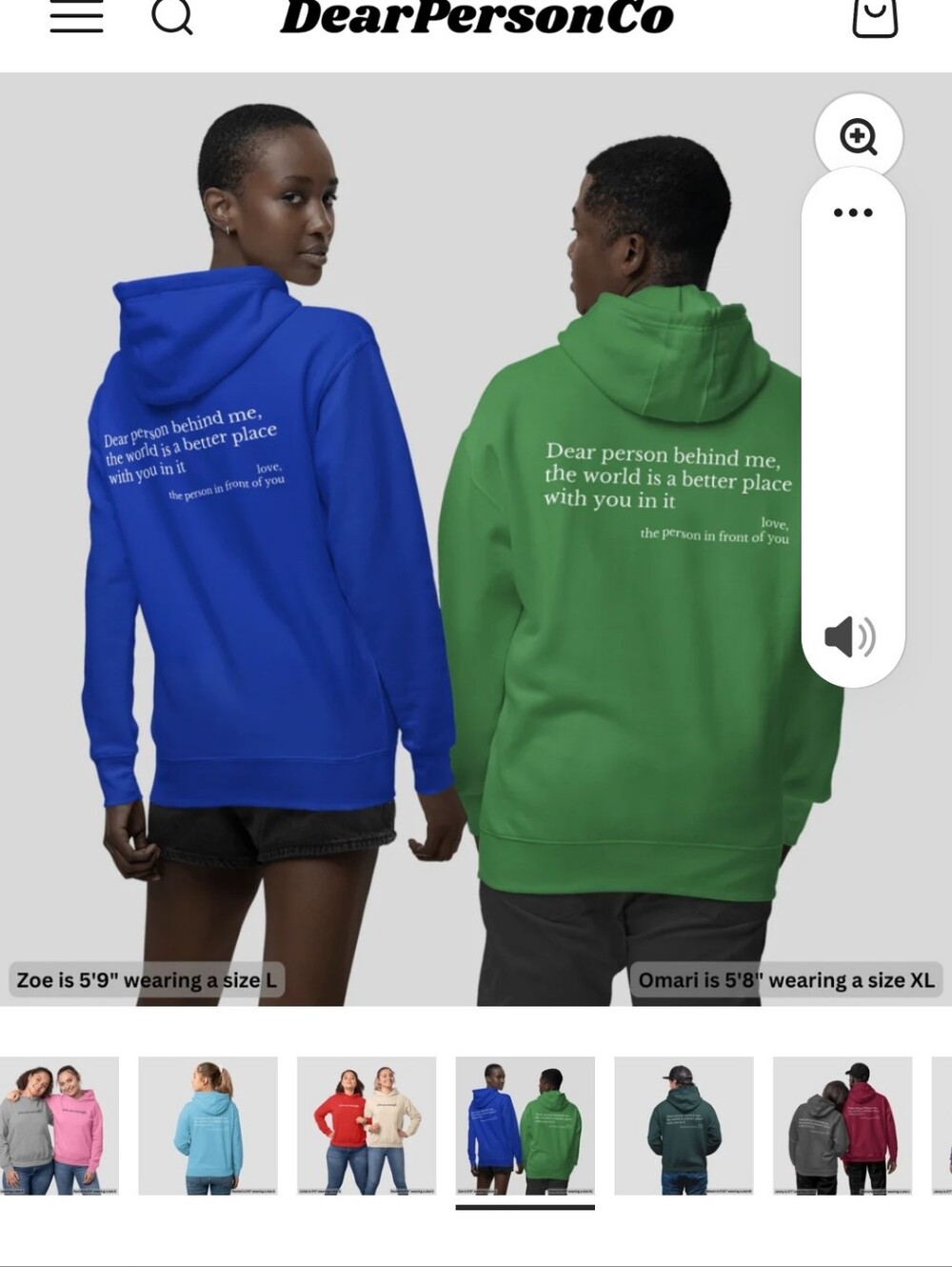DearPersonCo "you are enough." Hooded Sweatshirt - Purple - Picture 5 of 5